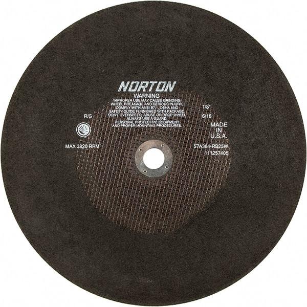 Norton - 16" Aluminum Oxide Cutoff Wheel - 1/8" Thick, 1" Arbor - Industrial Tool & Supply