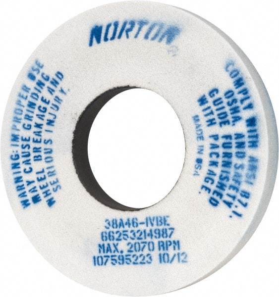Norton - 12" Diam x 5" Hole x 1-1/2" Thick, I Hardness, 46 Grit Surface Grinding Wheel - Aluminum Oxide, Type 1, Coarse Grade, 2,070 Max RPM, Vitrified Bond, No Recess - Industrial Tool & Supply