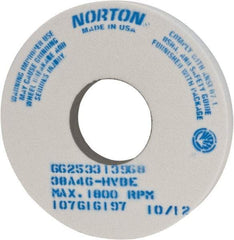 Norton - 14" Diam x 5" Hole x 1-1/2" Thick, H Hardness, 46 Grit Surface Grinding Wheel - Aluminum Oxide, Type 1, Coarse Grade, 1,800 Max RPM, Vitrified Bond, No Recess - Industrial Tool & Supply