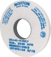 Norton - 14" Diam x 5" Hole x 1-1/2" Thick, H Hardness, 46 Grit Surface Grinding Wheel - Aluminum Oxide, Type 1, Coarse Grade, 2,320 Max RPM, Vitrified Bond, No Recess - Industrial Tool & Supply