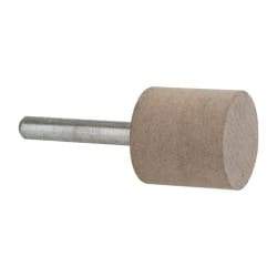 Norton - 1" Head Diam x 1" Thickness, W220, Cylinder End, Aluminum Oxide Mounted Point - Medium Grade, 80 Grit, 30,370 RPM - Industrial Tool & Supply