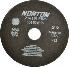 Norton - 7" 60 Grit Aluminum Oxide Cutoff Wheel - 1/32" Thick, 1-1/4" Arbor, 5,460 Max RPM, Use with Stationary Grinders - Industrial Tool & Supply