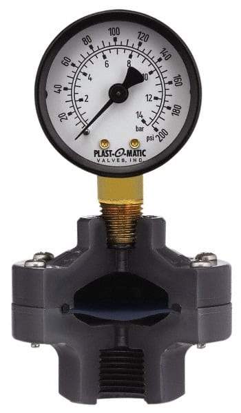 Plast-O-Matic - 160 Max psi, 2 Inch Dial Diameter, PVC Pressure Gauge Guard and Isolator - 3% Accuracy - Industrial Tool & Supply