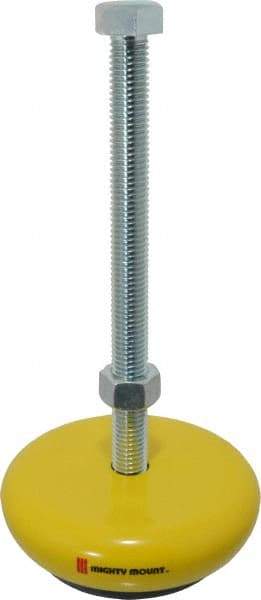 Gibraltar - 1,500 Lb Capacity, 5/8-11 Thread, Zinc Stud, Machine Socket Mount Leveling Mount - 8" Stud Length, 5" Base Diam, Elastomer Pad - Industrial Tool & Supply