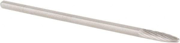 M.A. Ford - 1/8" Cut Diam, 1/8" Shank Diam, Tree with Radius Head Single Cut Burr - Carbide, Radius End, 1/2" LOC, 3" OAL - Industrial Tool & Supply