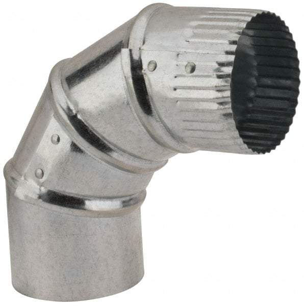 Made in USA - 3" ID Galvanized Duct Round Adjustable Elbow - Standard Gage, 30 Piece - Industrial Tool & Supply