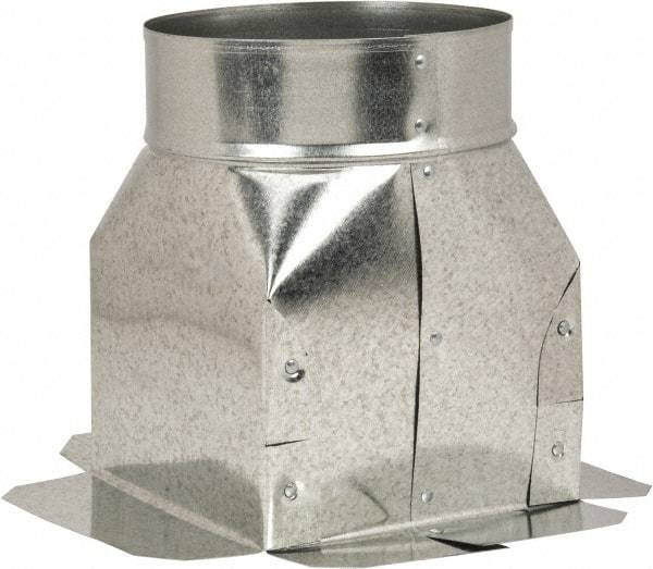 Made in USA - 6" ID Galvanized Duct Top Ceiling Box - 8" Long x 8" Wide, Standard Gage, 20 Piece - Industrial Tool & Supply