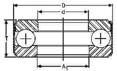 INA Bearing - 1-13/16" Inside x 3-3/32" Outside Diam, 7/8" Thick, Steel Ball Thrust Bearing - 29,000 Lbs. Static Capacity, 12,900 Max Pressure x Velocity - Industrial Tool & Supply