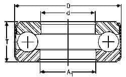 INA Bearing - 1-15/16" Inside x 3-7/32" Outside Diam, 13/16" Thick, Steel Ball Thrust Bearing - 27,500 Lbs. Static Capacity, 10,800 Max Pressure x Velocity - Industrial Tool & Supply