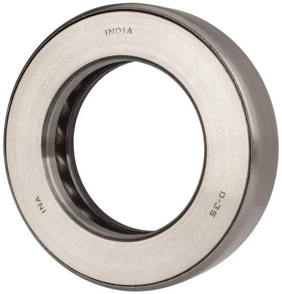 INA Bearing - 2-5/8" Inside x 4.344" Outside Diam, 1" Thick, Steel Ball Thrust Bearing - 49,000 Lbs. Static Capacity, 18,100 Max Pressure x Velocity - Industrial Tool & Supply