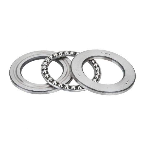 INA Bearing - 2-1/2" Inside x 3.969" Outside Diam, 13/16" Thick, Steel Ball Thrust Bearing - 27,500 Lbs. Static Capacity, 10,300 Max Pressure x Velocity - Industrial Tool & Supply