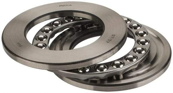 INA Bearing - 2-3/4" Inside x 4-15/32" Outside Diam, 1" Thick, Steel Ball Thrust Bearing - 44,500 Lbs. Static Capacity, 16,900 Max Pressure x Velocity - Industrial Tool & Supply