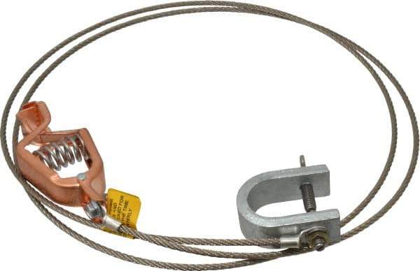 Hubbell Workplace - 19 AWG, 5 Ft., Alligator Clip, C-Clamp, Grounding Cable with Clamps - Noninsulated, Federal Specification A-A-59466-010 - Industrial Tool & Supply