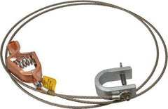 Hubbell Workplace - 19 AWG, 5 Ft., Alligator Clip, C-Clamp, Grounding Cable with Clamps - Noninsulated, Federal Specification A-A-59466-010 - Industrial Tool & Supply