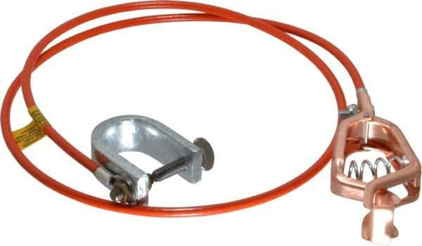 Hubbell Workplace - 19 AWG, 3 Ft., Alligator Clip, C-Clamp, Grounding Cable with Clamps - Orange, Federal Specification A-A-59466-010 - Industrial Tool & Supply