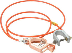 Hubbell Workplace - 19 AWG, 5 Ft., Alligator Clip, C-Clamp, Grounding Cable with Clamps - Orange, Federal Specification A-A-59466-010 - Industrial Tool & Supply