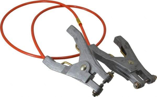 Hubbell Workplace - 19 AWG, 3 Ft., Hand Clamp, Grounding Cable with Clamps - Orange, Includes 2 Hand Clamps - Industrial Tool & Supply