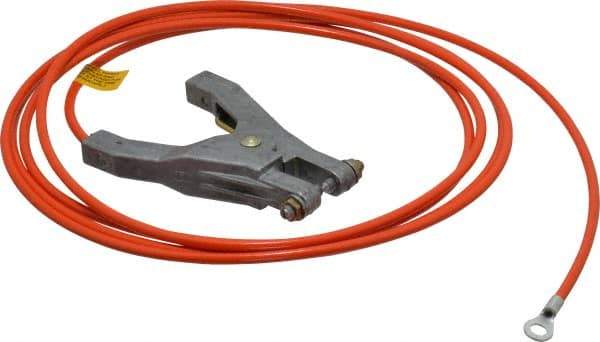 Hubbell Workplace - 19 AWG, 10 Ft., Hand Clamp, Terminal, Grounding Cable with Clamps - Orange - Industrial Tool & Supply