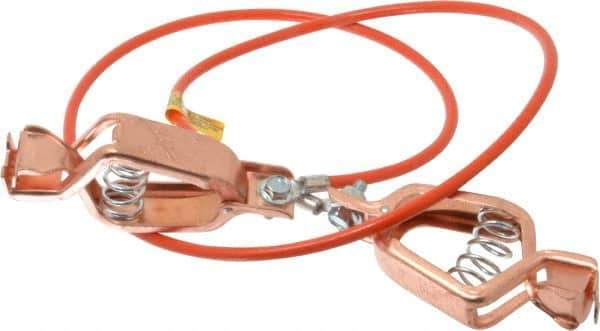 Hubbell Workplace - 19 AWG, 3 Ft., Alligator Clip, Grounding Cable with Clamps - Orange, Includes 2 Alligator Clips, Federal Specification A-A-59466-010 - Industrial Tool & Supply