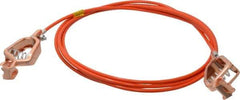 Hubbell Workplace - 19 AWG, 10 Ft., Alligator Clip, Grounding Cable with Clamps - Orange, Includes 2 Alligator Clips, Federal Specification A-A-59466-010 - Industrial Tool & Supply