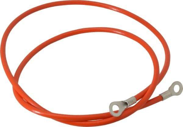 Hubbell Workplace - 19 AWG, 3 Ft., Terminal, Grounding Cable with Clamps - Orange, Includes (2) 1/4 Inch Terminals - Industrial Tool & Supply