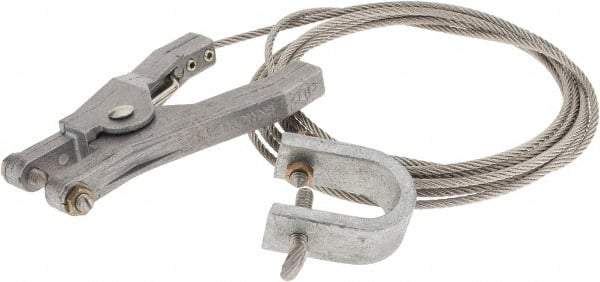 Hubbell Workplace - 19 AWG, 10 Ft., Alligator Clip, Hand Clamp, Grounding Cable with Clamps - Noninsulated, Federal Specification A-A-59466-010 - Industrial Tool & Supply