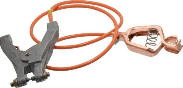 Hubbell Workplace - 19 AWG, 3 Ft., Alligator Clip, Hand Clamp, Grounding Cable with Clamps - Orange, Federal Specification A-A-59466-010 - Industrial Tool & Supply