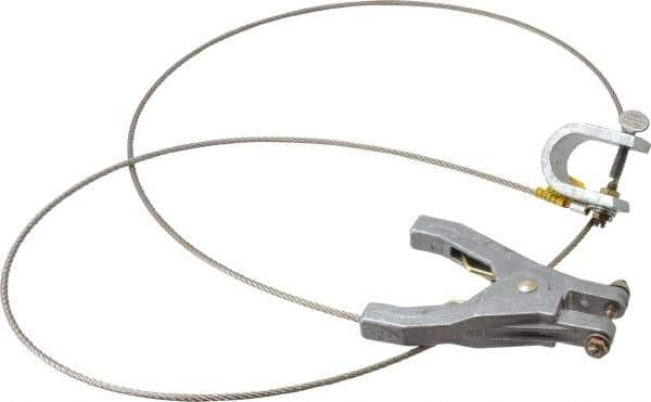 Hubbell Workplace - 19 AWG, 5 Ft., C-Clamp, Hand Clamp, Grounding Cable with Clamps - Noninsulated - Industrial Tool & Supply