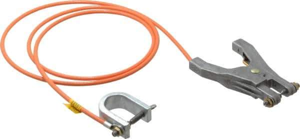 Hubbell Workplace - 19 AWG, 5 Ft., C-Clamp, Hand Clamp, Grounding Cable with Clamps - Orange - Industrial Tool & Supply