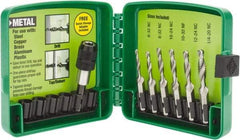 Greenlee - #6-32 to 1/4-20 UNC, 2-1/4" Overall Length, 1-1/4" Drill Length, High Speed Steel Combination Drill and Tap Set - 1/2" Thread Length, 2 Flutes, 6 Piece Set - Exact Industrial Supply