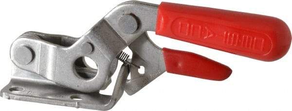 De-Sta-Co - 2,000 Lb Capacity, Horizontal, U Hook, Flanged Base, Stainless Steel Pull Action Latch Clamp - 2-1/2" Drawing Movement, 8.43" OAL, Threaded U Hook, Straight Handle - Industrial Tool & Supply