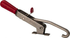 De-Sta-Co - 375 Lb Capacity, Horizontal, J Hook, Right Flanged Base, Stainless Steel Pull Action Latch Clamp - 4" Drawing Movement, 8.82" OAL, Thumb Handle - Industrial Tool & Supply
