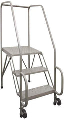 PW Platforms - 5 Step, 77-1/2 Inch Overall Height, Grip Strut Tread, Tilt and Roll Safety Ladder - 300 Lb. Load Capacity, 50 Inch Platform Height, 32 Inch Base Width x 50 Inch Base Depth - Industrial Tool & Supply