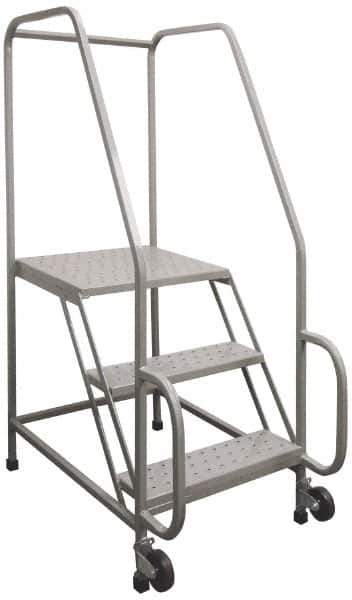 PW Platforms - 4 Step, 68 Inch Overall Height, Grip Strut Tread, Tilt and Roll Safety Ladder - 300 Lb. Load Capacity, 40 Inch Platform Height, 26 Inch Base Width x 46 Inch Base Depth - Industrial Tool & Supply