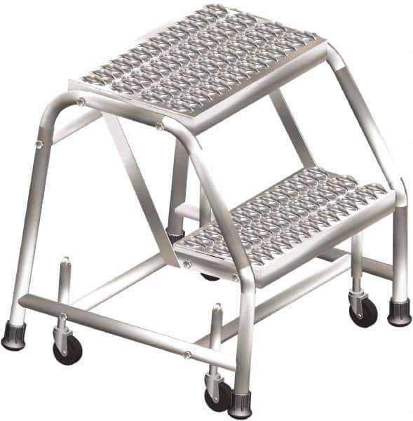 Ballymore - 19" 2 Step Ladder - Rolling Safety Ladder, 450 Lb Capacity, 19" Platform Height, 20" Base Width x 19" Depth, Heavy-Duty Serrated Grating - Industrial Tool & Supply
