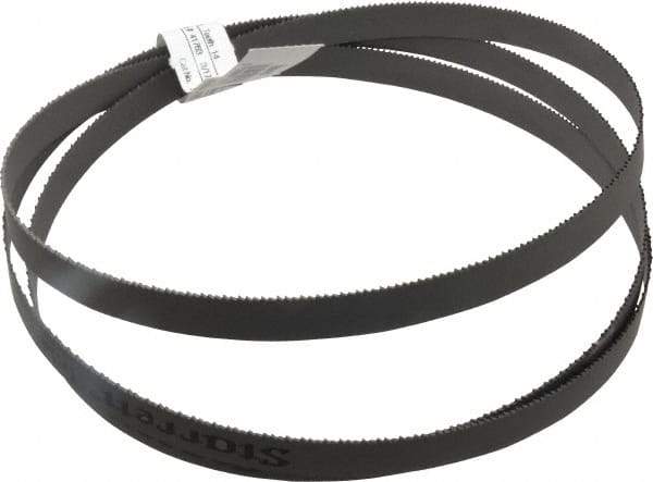 Starrett - 14 TPI, 5' 4-1/2" Long x 1/2" Wide x 0.035" Thick, Welded Band Saw Blade - Bi-Metal, Toothed Edge, Raker Tooth Set, Contour Cutting - Industrial Tool & Supply