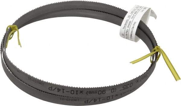 Starrett - 10 to 14 TPI, 5' 4-1/2" Long x 1/2" Wide x 0.035" Thick, Welded Band Saw Blade - Bi-Metal, Toothed Edge, Raker Tooth Set, Contour Cutting - Industrial Tool & Supply