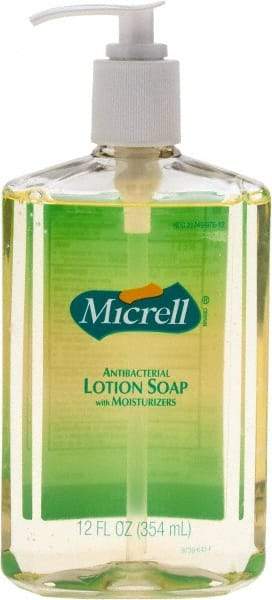 MICRELL - 12 oz Pump Bottle Liquid Soap - Antibacterial, Amber, Light Fragrance Scent - Industrial Tool & Supply