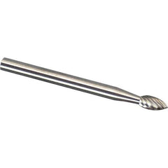 Made in USA - 3mm Cut Diam, 0.1181" Shank Diam, Tree Head Chipbreaker Cut Burr - Carbide, 12.7mm LOC, 75mm OAL - Industrial Tool & Supply