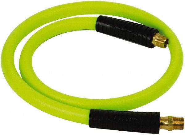 Legacy - 1/2" ID x 0.74" OD 4' Long Lead-In Whip Hose - FNPT x MNPT Swivel Ends, 300 Working psi, 140°, 3/8" Fitting, Green - Industrial Tool & Supply