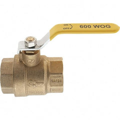 Value Collection - 1-1/4" Pipe, Brass Full Port Ball Valve - 2 Piece, NPT Ends, Lever Handle, 600 WOG, 150 WSP - Industrial Tool & Supply