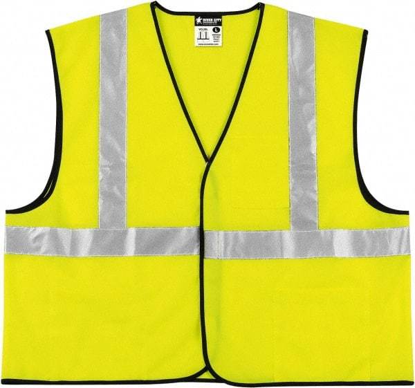 MCR Safety - Size 2XL High Visibility Lime General Purpose Vest - Hook & Loop Closure, 3 Pockets, Polyester - Industrial Tool & Supply