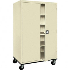 Sandusky Lee - 5 Shelf Mobile Storage Cabinet - Steel, 46" Wide x 24" Deep x 72" High, Putty - Industrial Tool & Supply