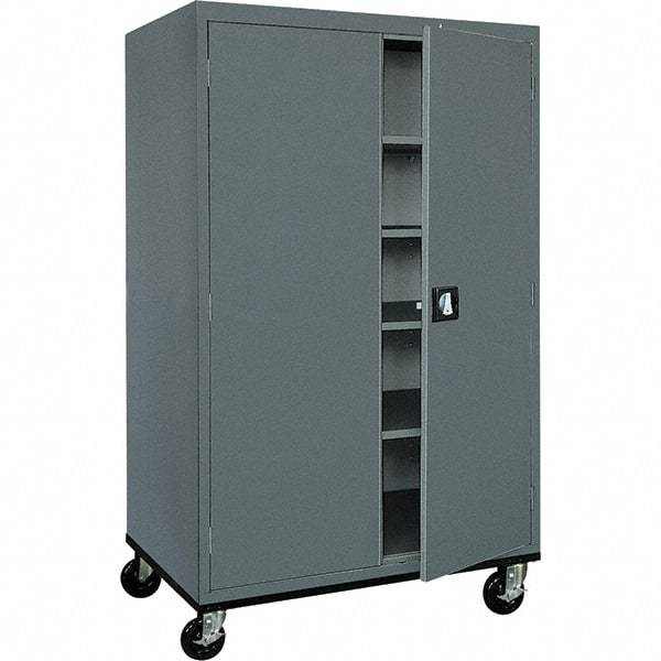 Sandusky Lee - 5 Shelf Mobile Storage Cabinet - Steel, 46" Wide x 24" Deep x 72" High, Charcoal Gray - Industrial Tool & Supply