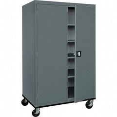 Sandusky Lee - 5 Shelf Mobile Storage Cabinet - Steel, 46" Wide x 24" Deep x 72" High, Charcoal Gray - Industrial Tool & Supply