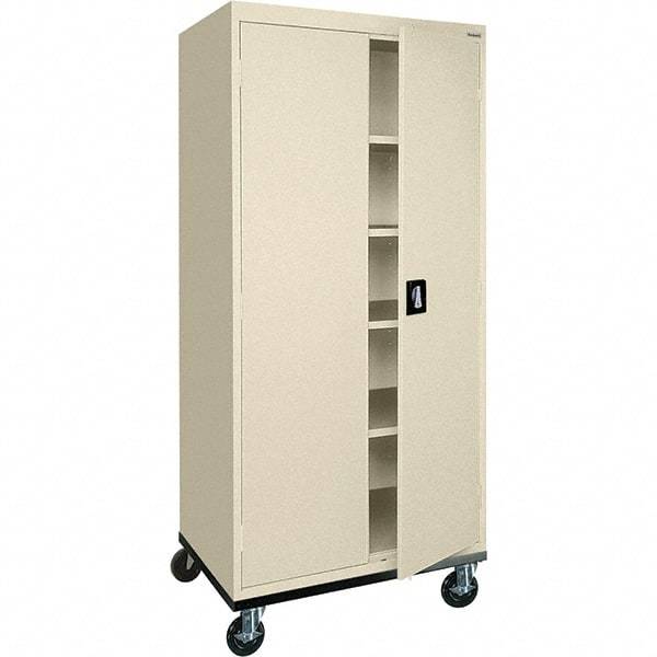 Sandusky Lee - 5 Shelf Mobile Storage Cabinet - Steel, 36" Wide x 24" Deep x 72" High, Putty - Industrial Tool & Supply