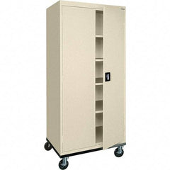 Sandusky Lee - 5 Shelf Mobile Storage Cabinet - Steel, 36" Wide x 24" Deep x 72" High, Putty - Industrial Tool & Supply