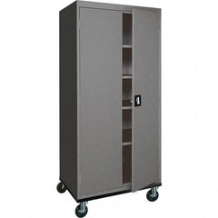 Sandusky Lee - 5 Shelf Mobile Storage Cabinet - Steel, 36" Wide x 24" Deep x 72" High, Charcoal Gray - Industrial Tool & Supply