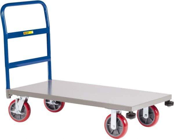 Little Giant - 3,600 Lb Capacity Steel Platform Truck - Steel Deck, 30" OAW, 48" Platform Length, Polyurethane Casters - Industrial Tool & Supply