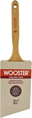 Wooster Brush - 3-1/2" Angled Nylon/Polyester Sash Brush - 3-3/8" Bristle Length, 7.44" Maple Fluted Handle - Industrial Tool & Supply